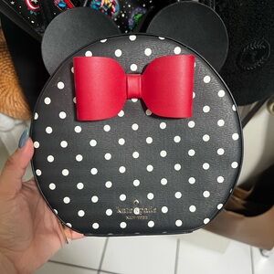 Kate Spade Black and White Polka Dot Bag with Red Bow